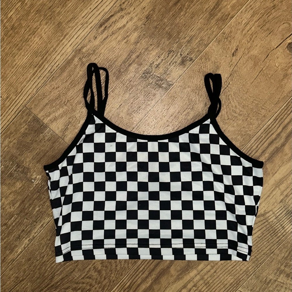 Shein black and white checkered shirt